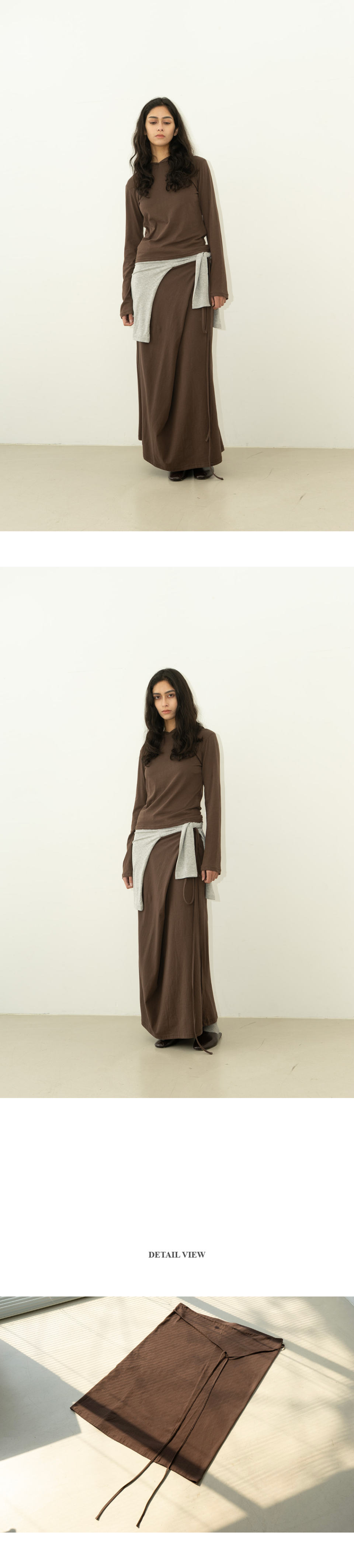 MUSINSA | PROVO Cotton wrap skirt / brown