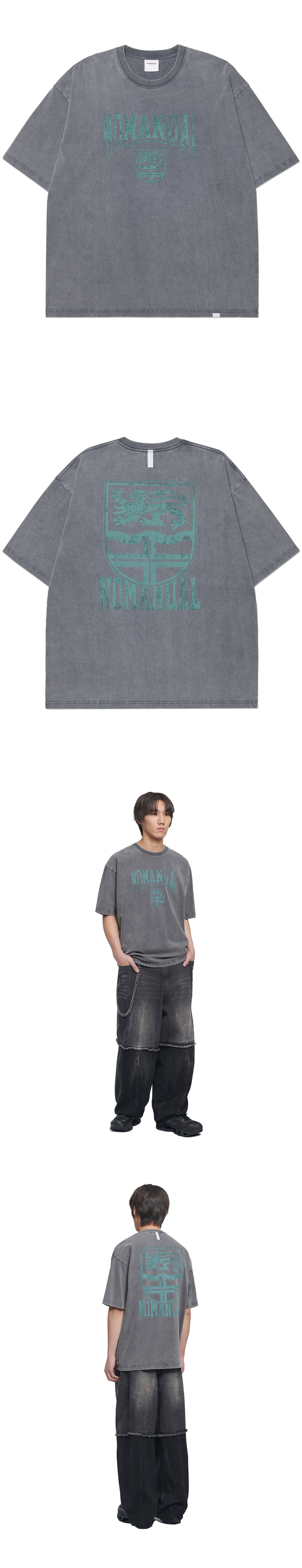 【NOMANUAL】 EMBLEM WASHED T-SHIRT ♥4Colors MUSINSA | NOMANUAL EMBLEM WASHED T-SHIRT - WASHED GRAY