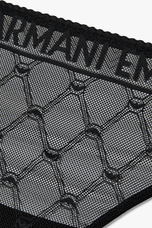EMPORIO ARMANI UNDERWEAR Женские сетчатые трусики бразилиана Black 0825111510