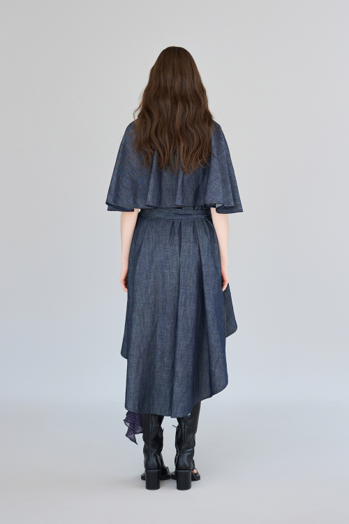 Асимметричный тренч с вырезами на рукавах Denim Blue