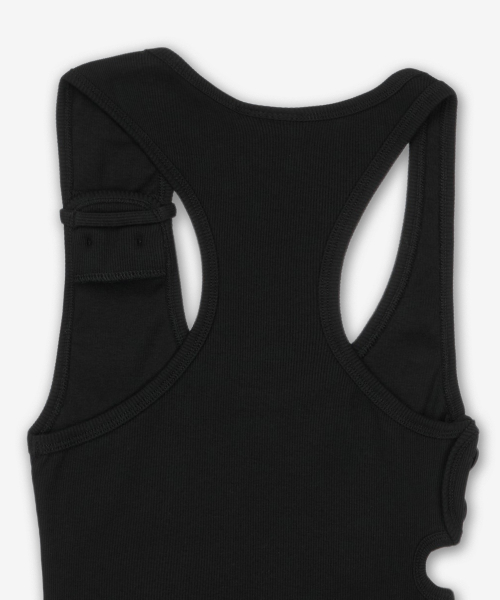 Майка в рубчик 90S с двойной пряжкой - Black / 125JDE118JS01949999