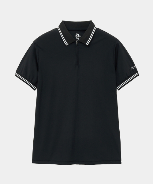QUARTER ZIPUP POLO BLACK