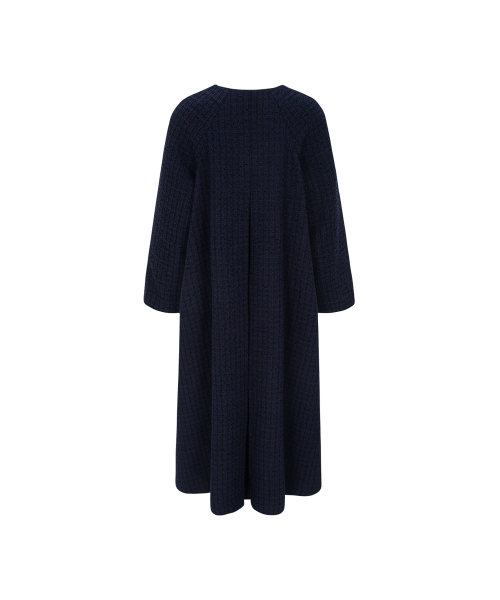 A line tweed coat (navy)
