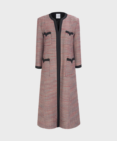 V tweed coat(red)