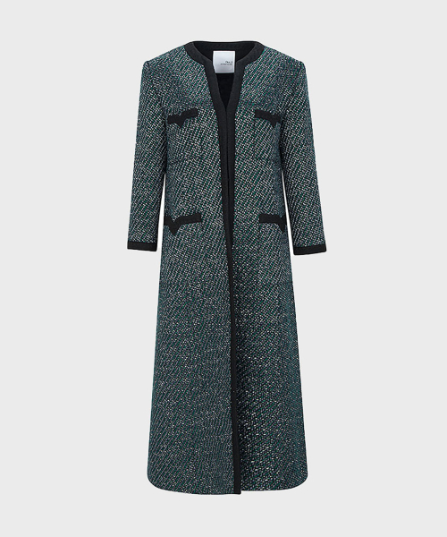 V tweed coat(green)