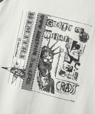 DIMITRI BLACK ディミトリーブラック ラグラン配色ピグメントアートワーク半袖Tシャツ クレーム&ブラック 画像 6