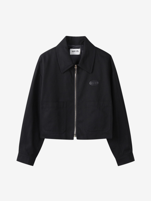 COTTON CROPPED JACKET_BLACK