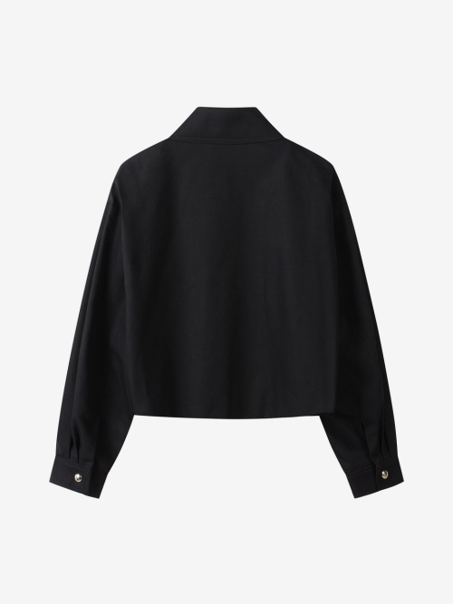 COTTON CROPPED JACKET_BLACK