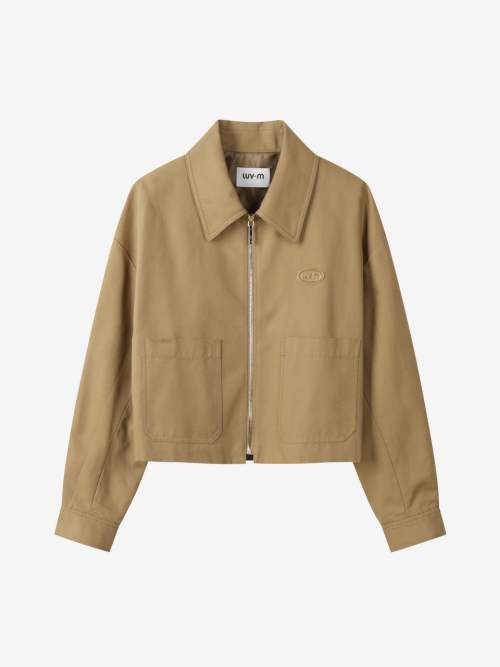 COTTON CROPPED JACKET_CAMEL