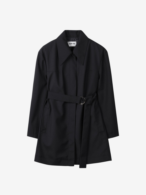 WOOL TRENCH HALF COAT_BLACK