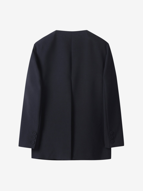 OVERSIZED COLLARLESS JACKET_NAVY