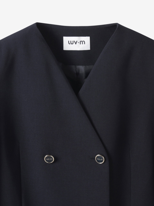 OVERSIZED COLLARLESS JACKET_NAVY