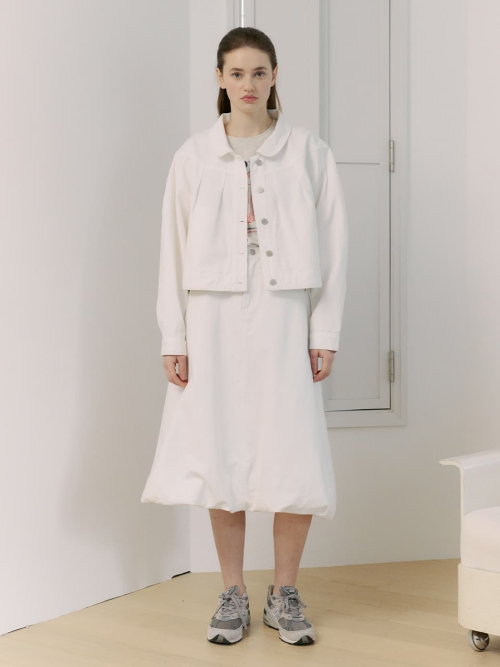 [SET] Pin tuck деним куртка & Ballon деним Skirt_2color
