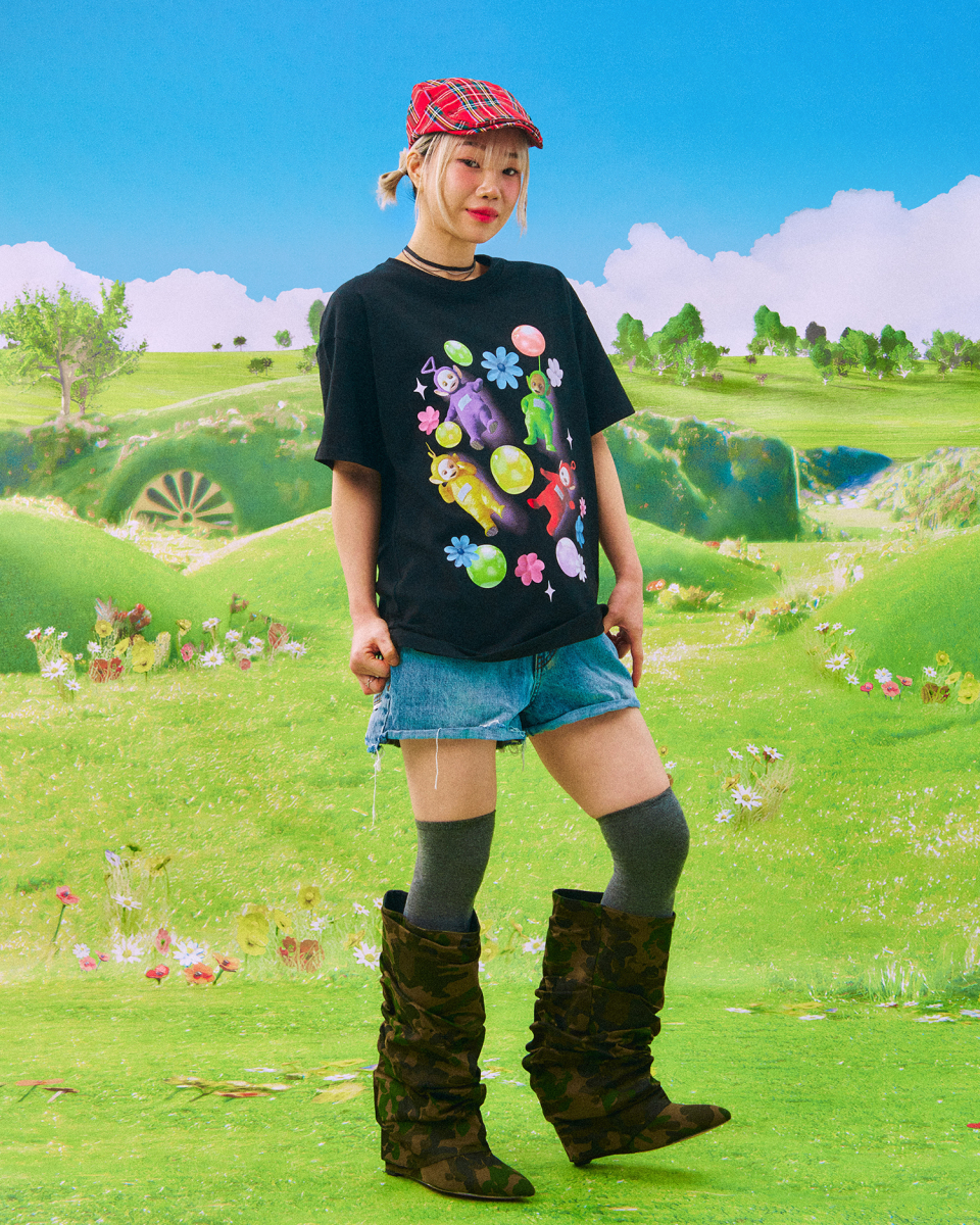 MUSINSA | LAUGHER [Teletubbies] Playground T-Shirt - Black