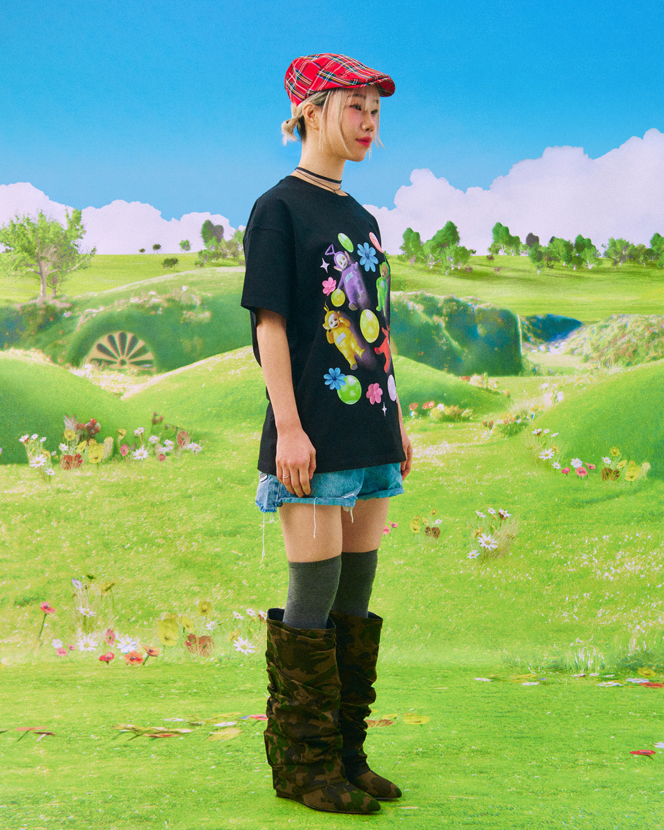 MUSINSA | LAUGHER [Teletubbies] Playground T-Shirt - Black