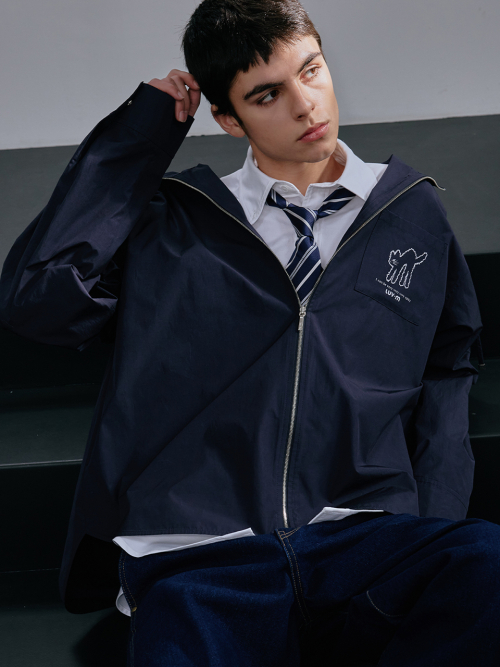 UNISEX HOODIE ZIP UP_NAVY