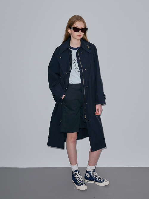 COTTON FLAP TRENCHCOAT_NAVY