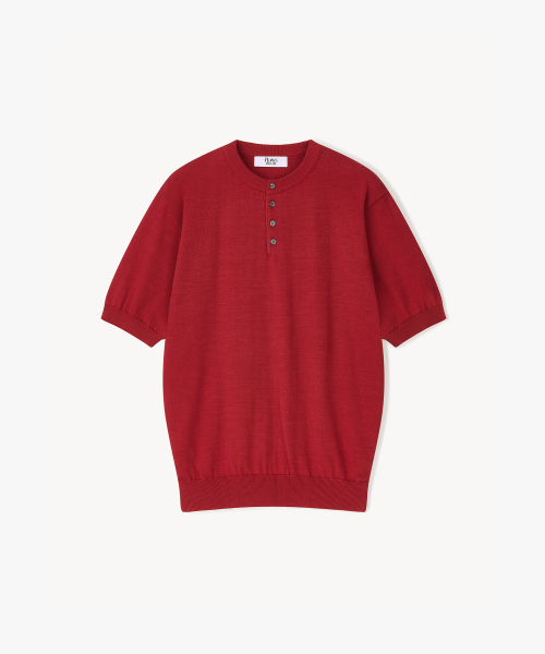 Henleyneck Cotton Knit RED