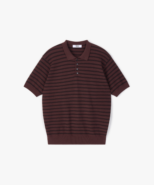 Stripe Cotton Knit BROWN
