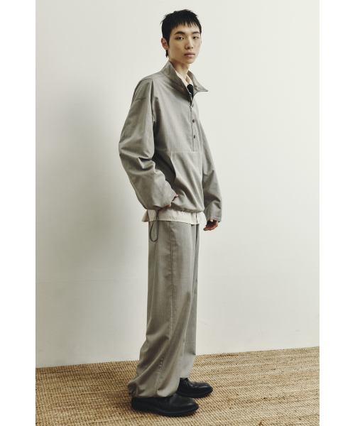Trimmed Banding Pants - Light Grey
