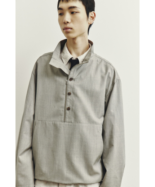 Buttoned Anorak - Light Grey