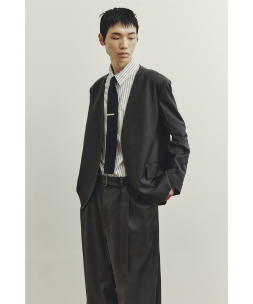 Collarless Jacket - Charcoal Grey