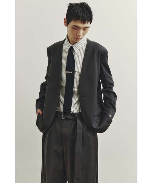 Collarless Jacket - Charcoal Grey