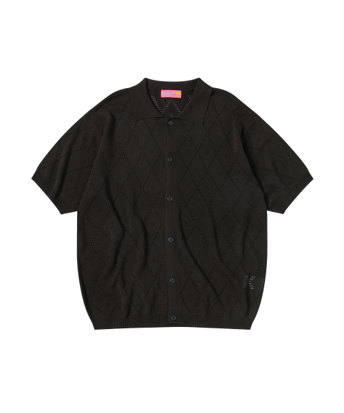 CROCHET BUTTON CARDIGAN [BLACK]