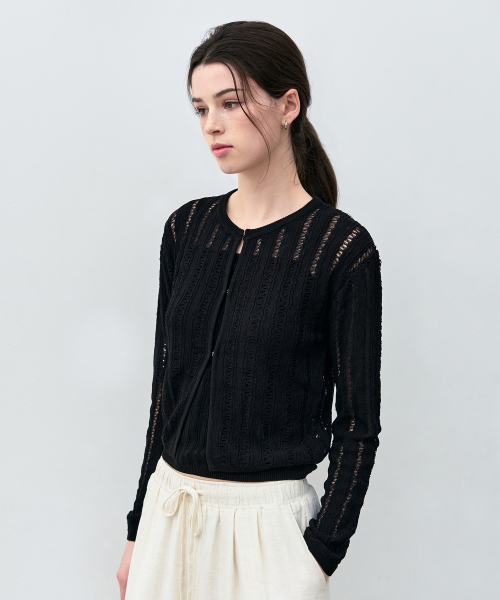 Вязаный кардиган из льна на крючках (3 colors)