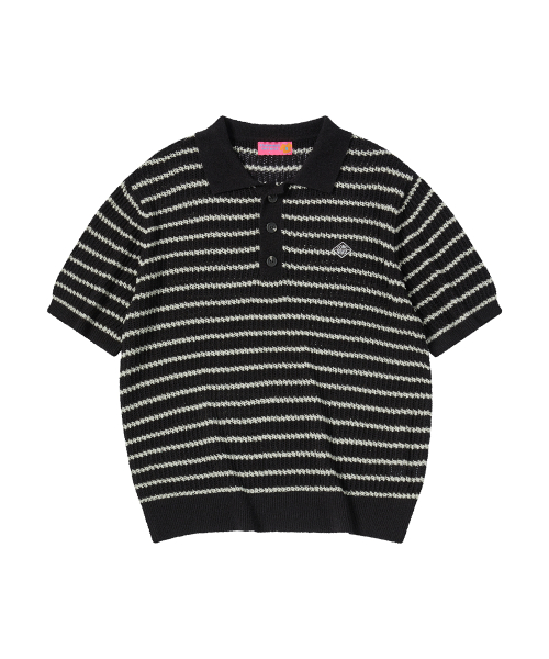 SUMMER полоска POLO KNIT [BLACK]