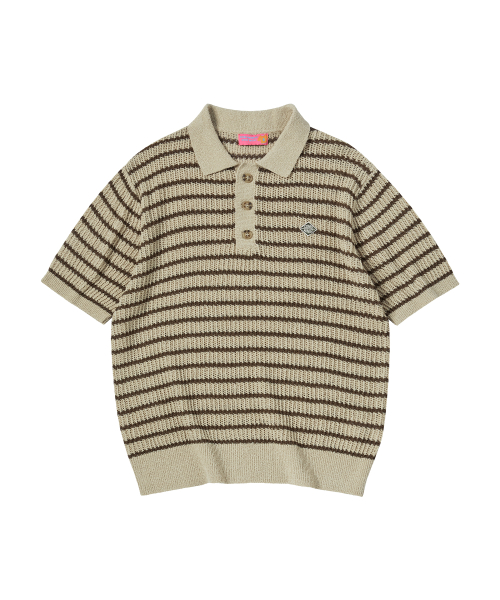 SUMMER полоска POLO KNIT [BEIGE]