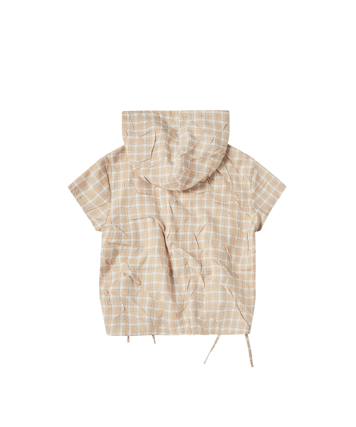 W SIDE STRING HOOD TOP [BEIGE]