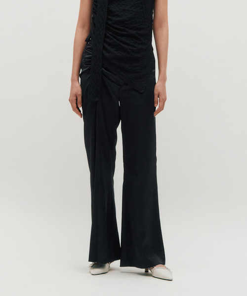 Satin Draped Trousers _ BLACK