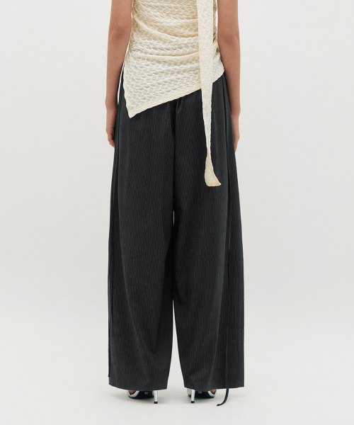 полоска Ribbon Tied Wide Pants _ GREY