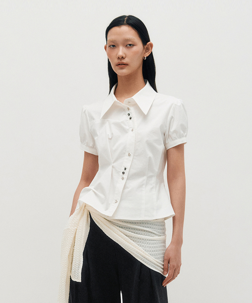 DOZI - Puffed Button Up Shirt _ WHITE