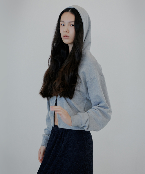 Мини флорал худи на молнии Grey