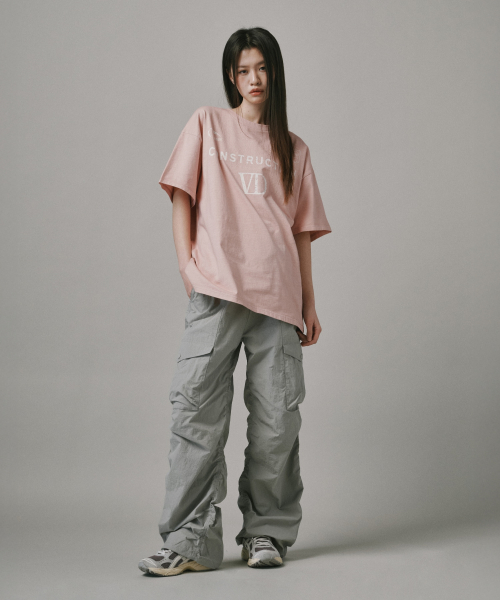 Front Cargo Nylon Wide Shirring Pants [Gray] thumbnail 7
