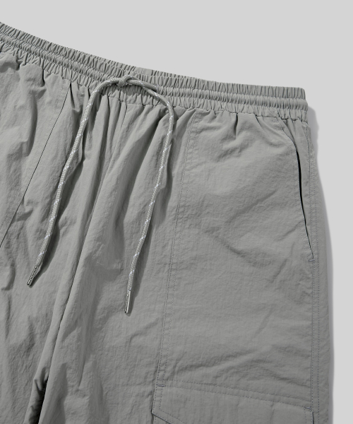 Front Cargo Nylon Wide Shirring Pants [Gray] thumbnail 8