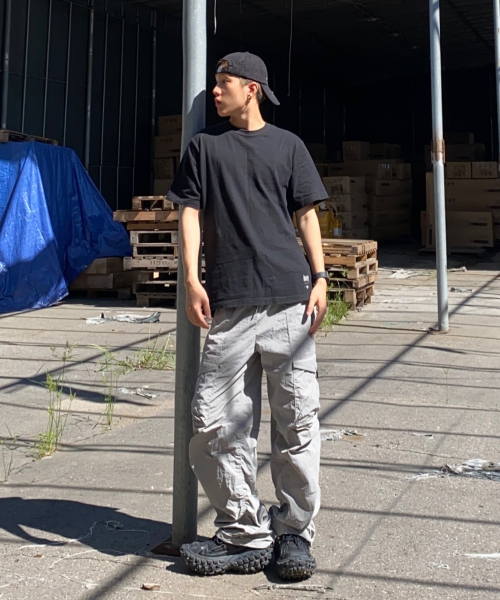Front Cargo Nylon Wide Shirring Pants [Gray] thumbnail 11