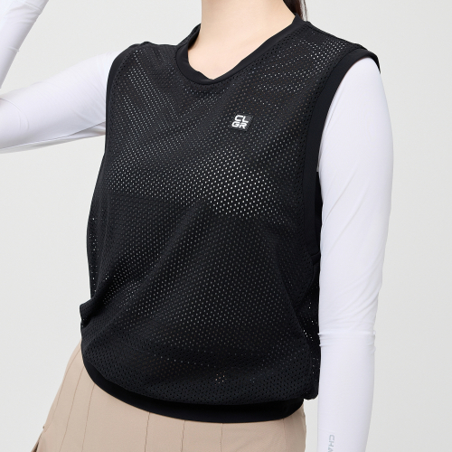 Женский жилет для гольфа Essential Stretch Mesh с круглым вырезом Black