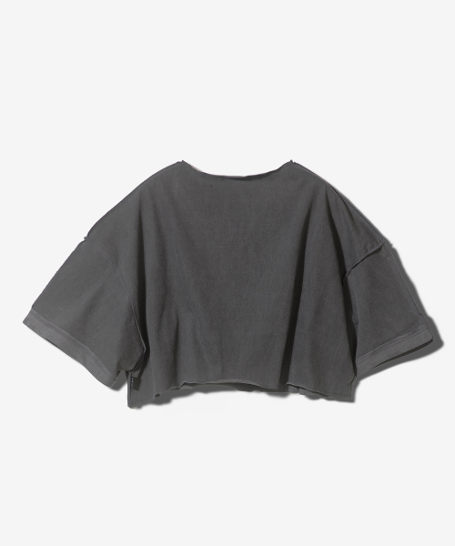MULTI SCN RAW EDGE CROP SHORT SLEEVE - PIGMENT BLACK