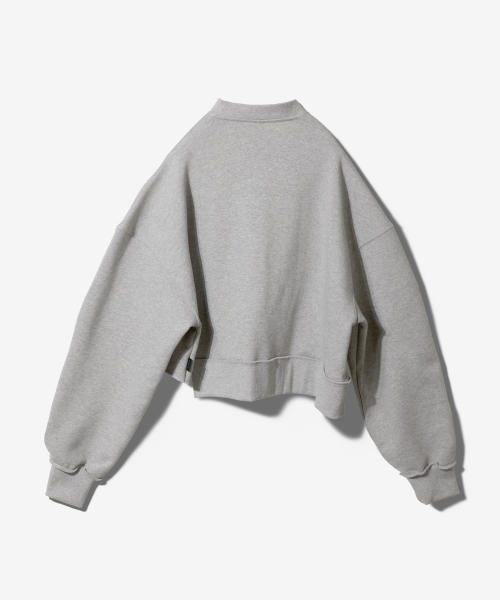 NEVER DIPLOMA UNBALANCED RAW EDGE CROP SWEATSHIRTS - MELANGE