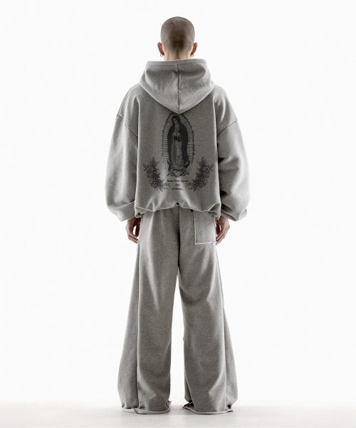 GUADALUPE STRING MID LENGTH HOODED ZIP UP - MELANGE