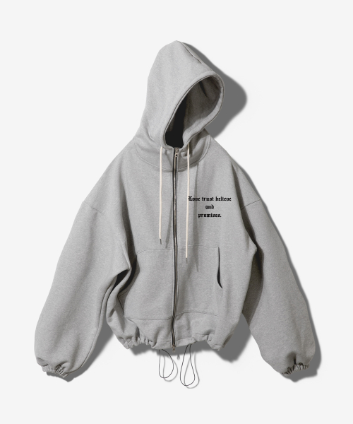 GUADALUPE STRING MID LENGTH HOODED ZIP UP - MELANGE