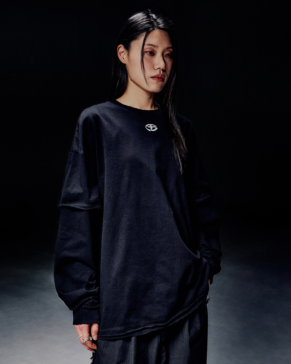 【NOMANUAL】ABRASION LAYERED LONG SLEEVE TEE スリーブティー MUSINSA | NOMANUAL ABRASION LAYERED LONG SLEEVE TEE - BLACK