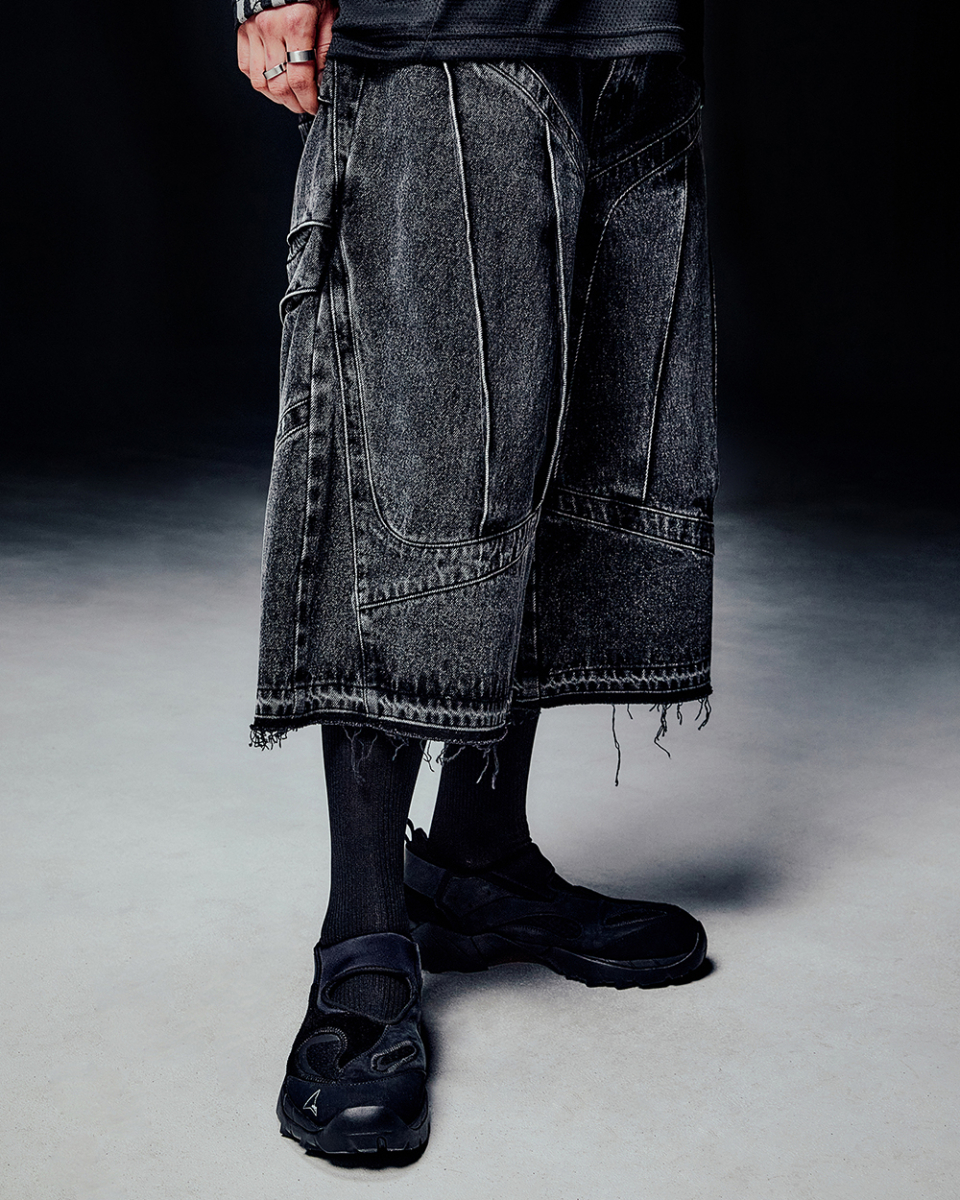 【NOMANUAL】SHIELD DENIM BERMUDA PANTS SHIELD DENIM BERMUDA PANTS - WASHED NAVY - nomanual