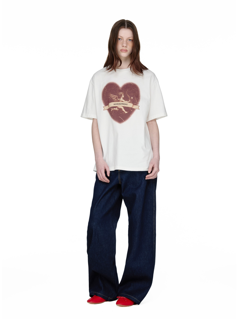 ★SUNBURNPROJECT★Cupid Overfit T-shirt★ 썬번프로젝트(SUNBURNPROJECT) Cupid Overfit T-shirt, WHITE