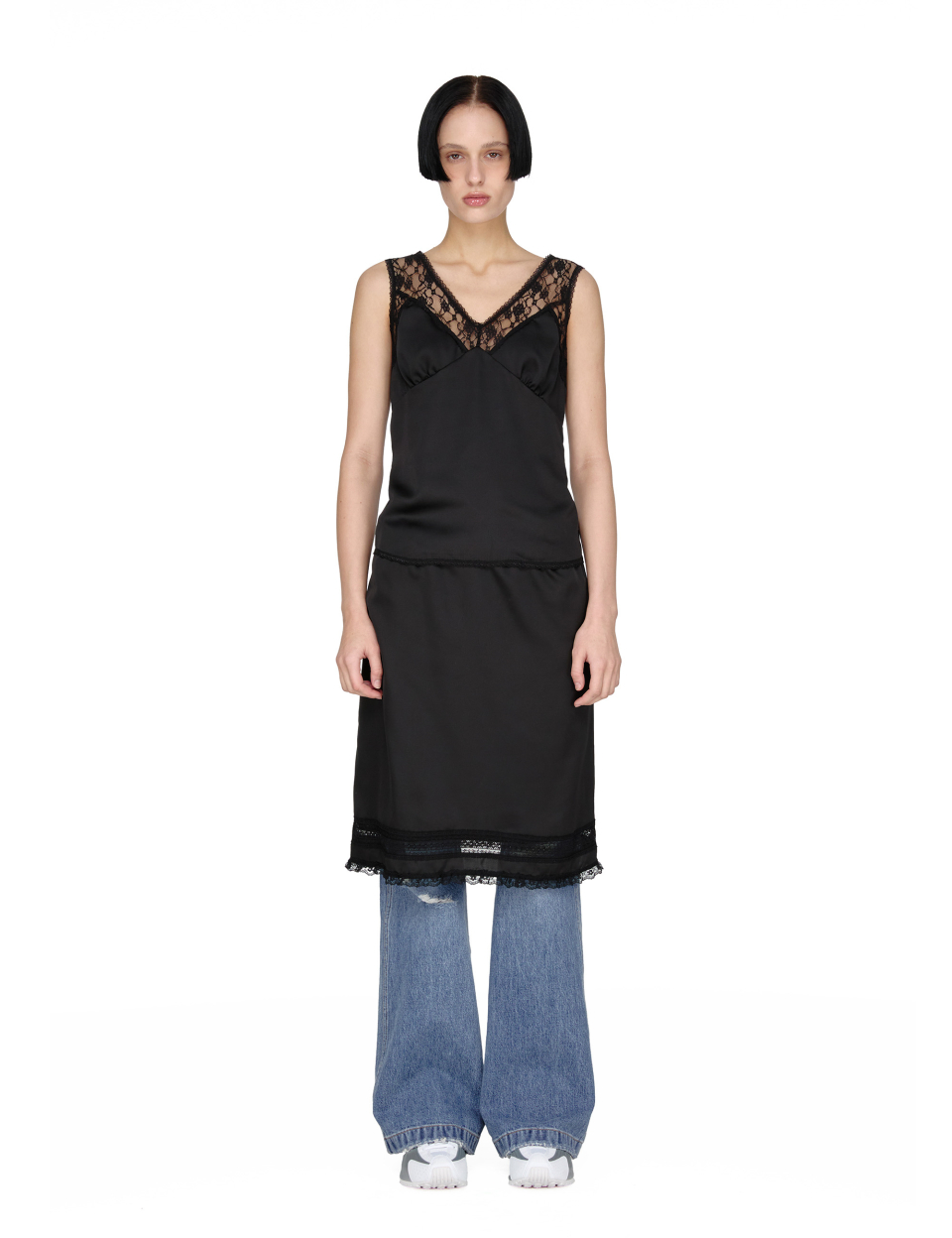 ★25SS新作★SUNBURNPROJECT★Lace Slip Sleeveless Top SPRING SUMMER 2025 TOP Lace Slip Sleeveless Top, BLACK