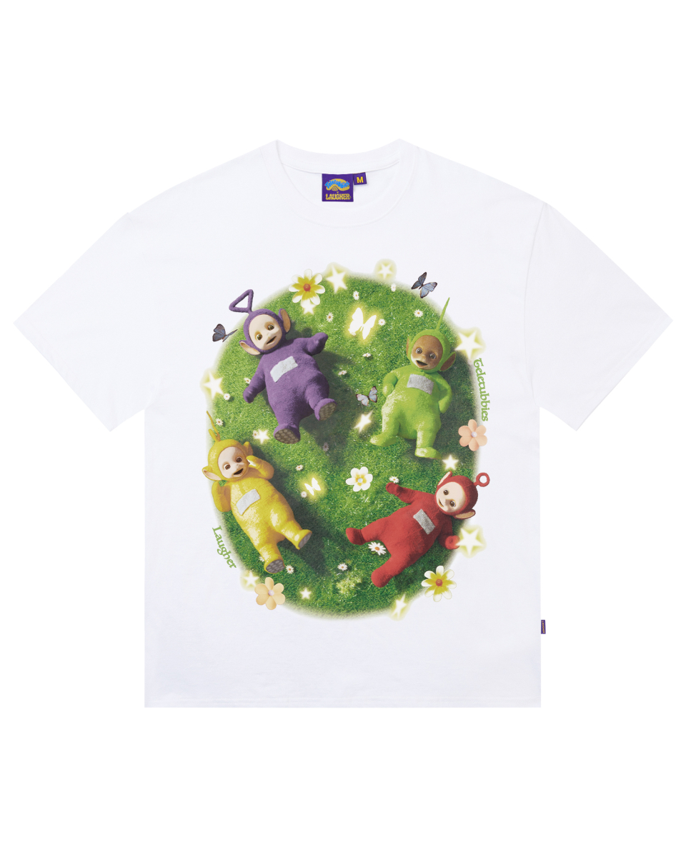 Tシャツ・カットソー LAUGHER Teletubbies Garden Purple T-Shirt White TE21 MUSINSA | LAUGHER [Teletubbies] Garden Teletubbies T-Shirt
