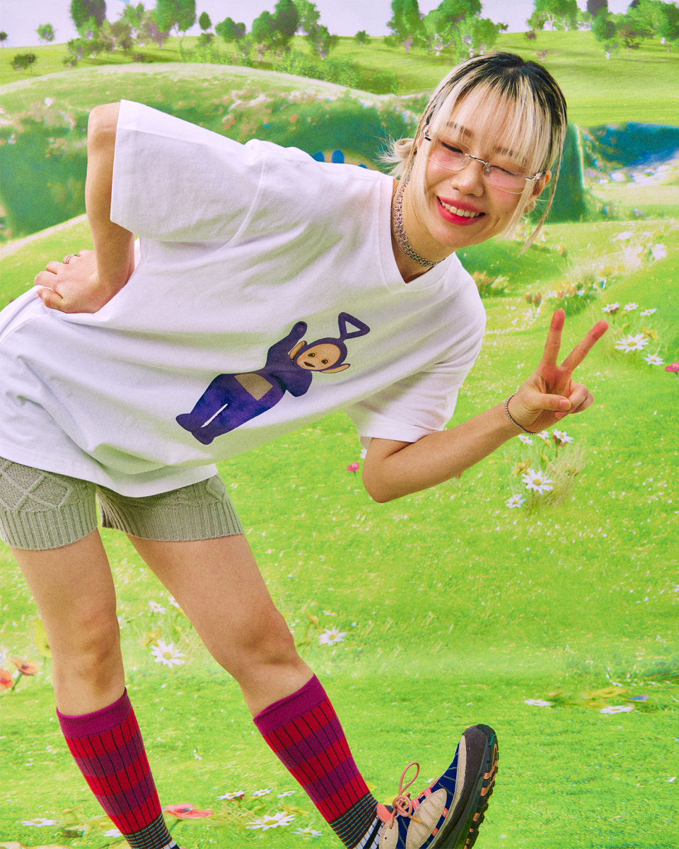 Tシャツ・カットソー LAUGHER Teletubbies Motion Purple Dolby T-Shirt White TE29 MUSINSA | LAUGHER [Teletubbies] Motion Purple Dolby T-shirt